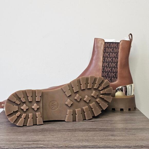 Michael Kors Women's Rowan Leather Bootie Size 8 Luggage NWT - Picture 3 of 8